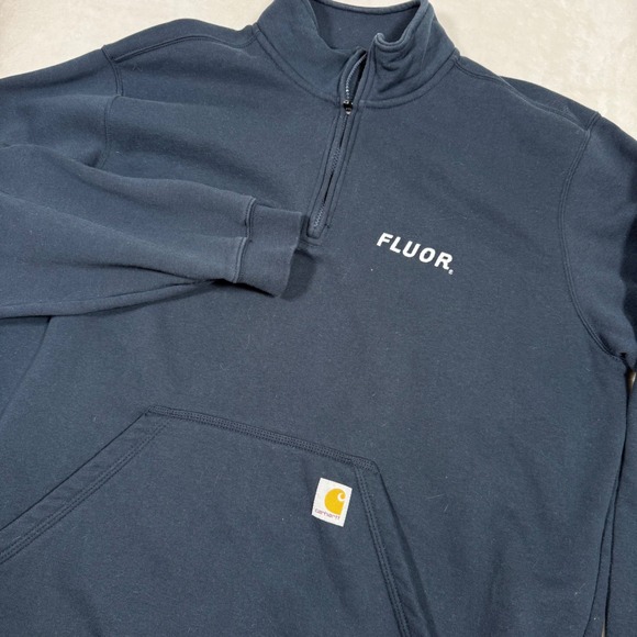 Carhartt Other - Carhartt Mens Navy Blue Quarter Zip Sweatshirt Fluor Logo American Flag  XLarge